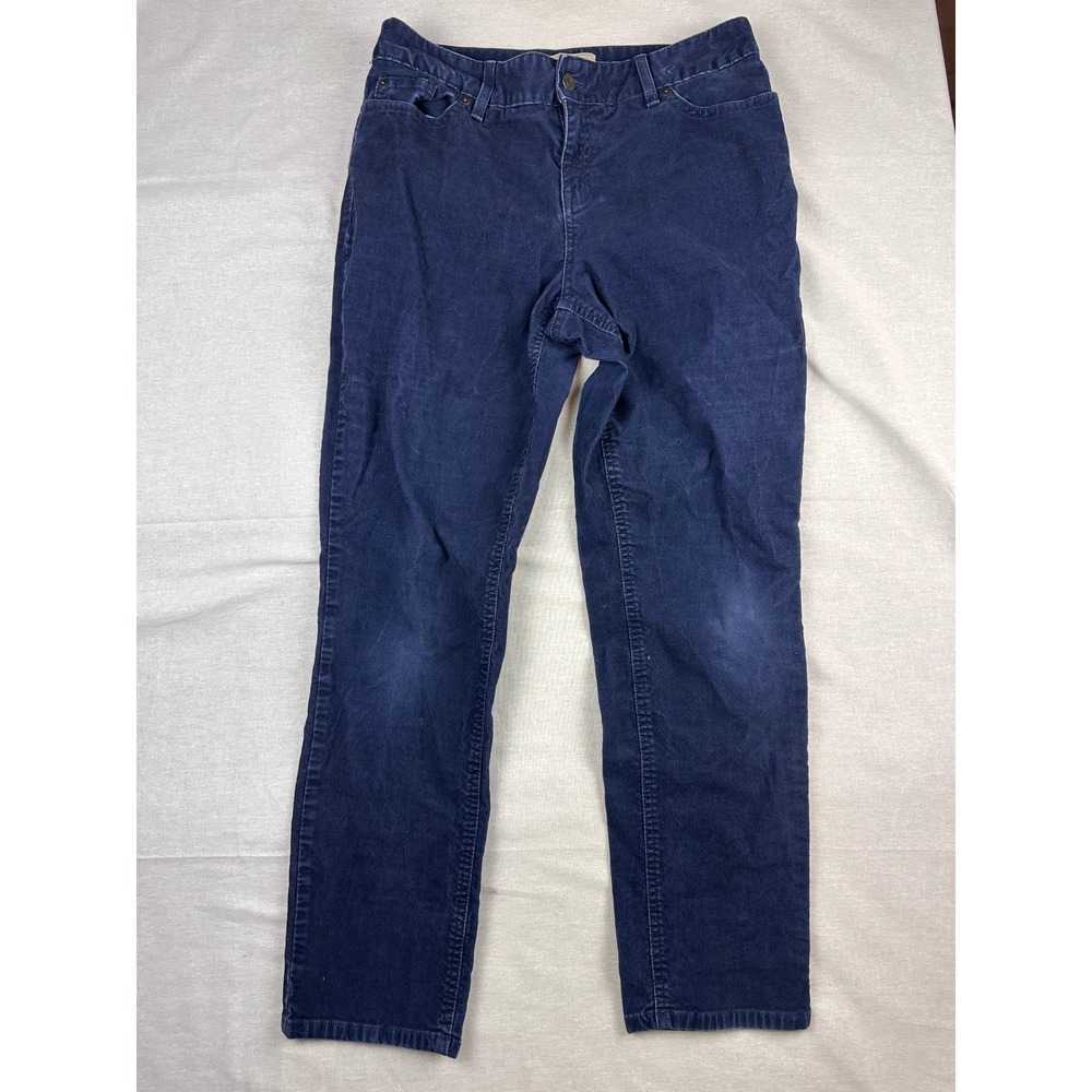 LL Bean Favorite Fit Straight Leg Corduroy Pants Navy Blue Womens 8 Reg OJQN8